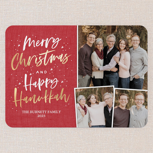 Glad Merry Hanukkah Card, Red, 5x7 Flat, Hanukkah, Standard Smooth Cardstock, Rounded, Radish