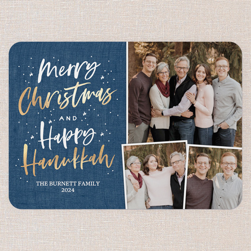 Glad Merry Hanukkah Card, Blue, 5x7 Flat, Hanukkah, Standard Smooth Cardstock, Rounded
