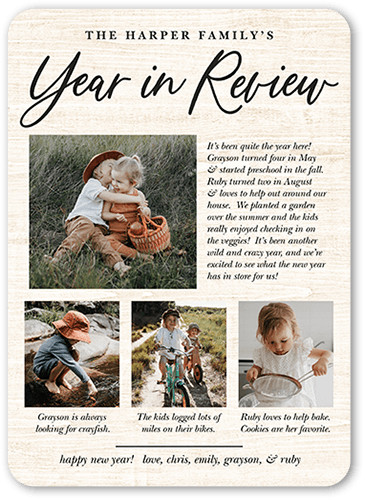 Rustic Review New Year's Card, Beige, 5x7 Flat, New Year, Signature Smooth Cardstock, Rounded