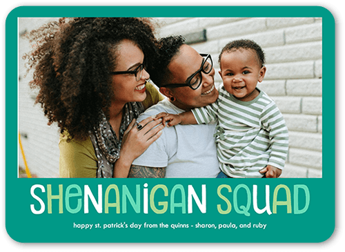 Fun Squad St. Patrick's Day Card, Blue, 5x7 Flat, Signature Smooth Cardstock, Rounded