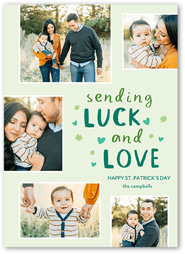 Fun Confetti St. Patrick's Day Card, Green, 5x7 Flat, 100% Recycled Cardstock , Square