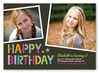 sparkle type birthday invitation 5x7 photo