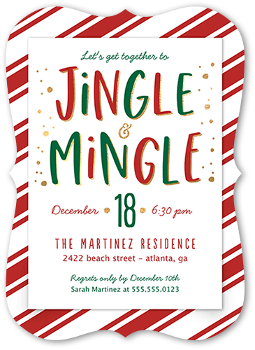 Jingle and Mix Holiday Invitation, Red, 5x7, Signature Smooth Cardstock, Bracket