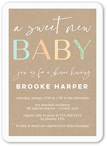Classic Shower Boy Baby Shower Invitation, White, 5x7, Standard Smooth Cardstock, Rounded