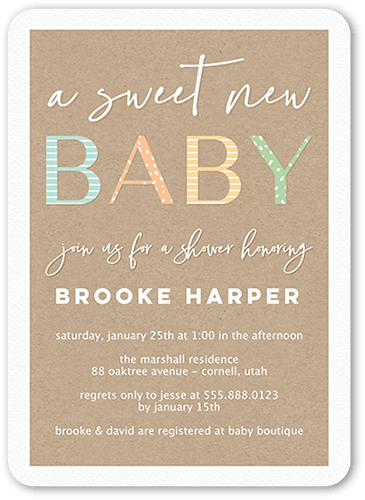 Classic Shower Boy Baby Shower Invitation, White, 5x7 Flat, 100% Recycled Cardstock , Rounded