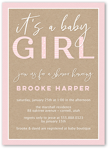 Classic Shower Girl Baby Shower Invitation, Pink, 5x7, Standard Smooth Cardstock, Square