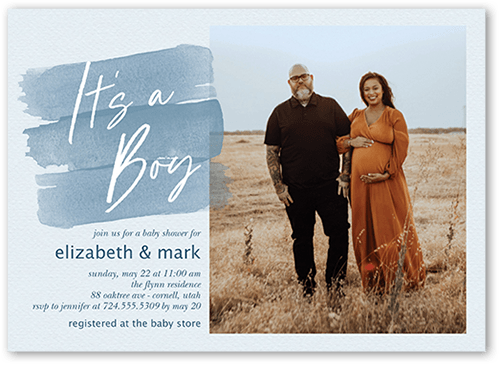 Painted Reveal Baby Shower Invitation, Grey, 5x7 Flat, Luxe Double-Thick Cardstock, Square