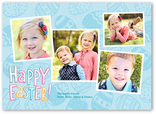 Perfect Patterned Eggs Easter Card, Blue, Pearl Shimmer Cardstock, Square
