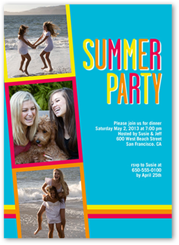 Bright Colors Summer Invitation, Blue, Signature Smooth Cardstock, Square