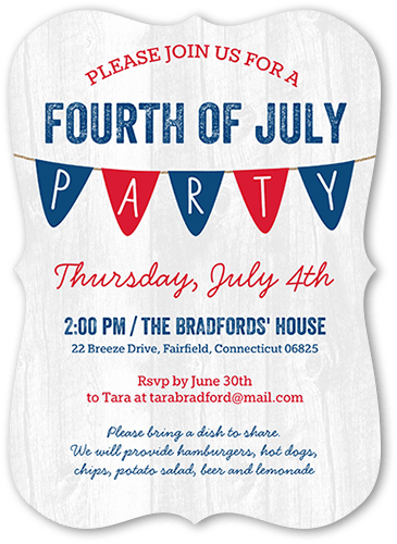 Banner Blowout Summer Invitation, Blue, 5x7 Flat, 100% Recycled Cardstock , Bracket