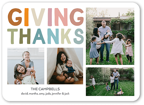 Giving of Thanks Fall Photo Card, White, 5x7 Flat, Signature Smooth Cardstock, Rounded