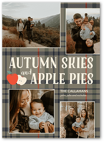 Autumn Skies Fall Greeting, Blue, 5x7 Flat, Luxe Double-Thick Cardstock, Square, Navy