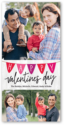 Banner Joy Valentine's Day Card, Grey, 4x8 Flat, White, Pearl Shimmer Cardstock, Square