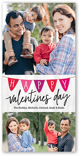 Banner Joy Valentine's Day Card, Grey, 4x8 Flat, Standard Smooth Cardstock, Square