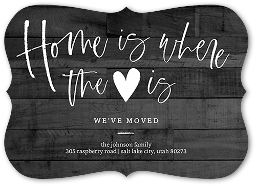 Heart Home Moving Announcement, Gray, 5x7 Flat, White, Signature Smooth Cardstock, Bracket