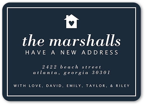 Simple Home Moving Announcement, Black, 5x7 Flat, 100% Recycled Cardstock , Rounded