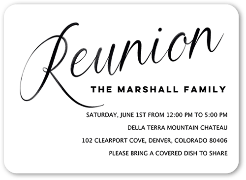 Simple Reunion Party Invitation, White, 5x7 Flat, Standard Smooth Cardstock, Rounded, White