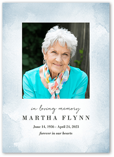 Brushed Watercolor Sympathy Card, Blue, 5x7 Flat, Write Your Own Greeting, 100% Recycled Cardstock , Square, Celeste