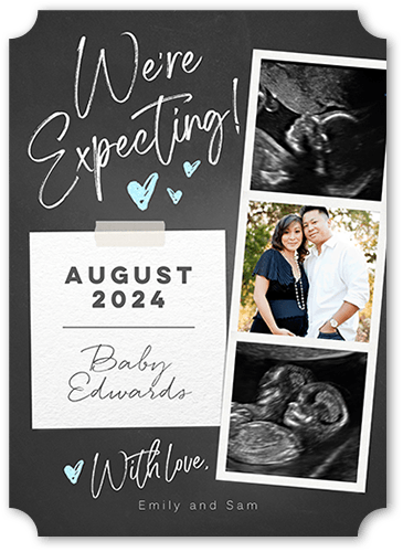 A Little Reminder Pregnancy Announcement, Blue, 5x7 Flat, Signature Smooth Cardstock, Ticket