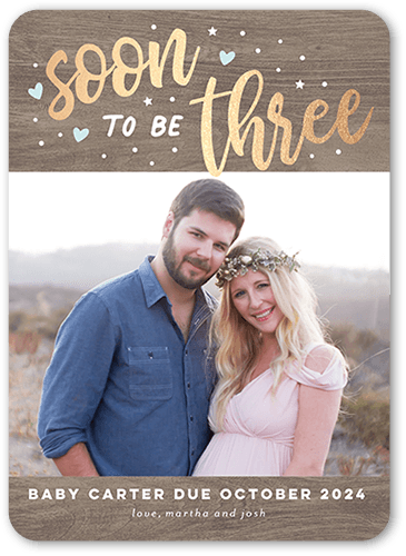 Soon To Be More Pregnancy Announcement, Brown, 5x7 Flat, Signature Smooth Cardstock, Rounded