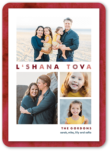 Watercolor Enclosure Rosh Hashanah Card, Red, 5x7 Flat, 100% Recycled Cardstock , Rounded, Cranberry