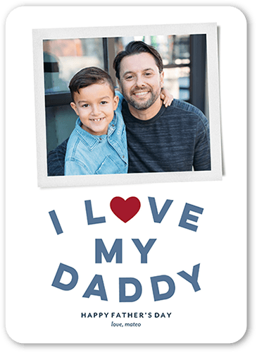 Love My Daddy Father's Day Card, White, 5x7 Flat, Pearl Shimmer Cardstock, Rounded