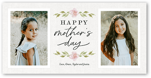Soft Florals Mother's Day Card, White, 4x8 Flat, 100% Recycled Cardstock , Square