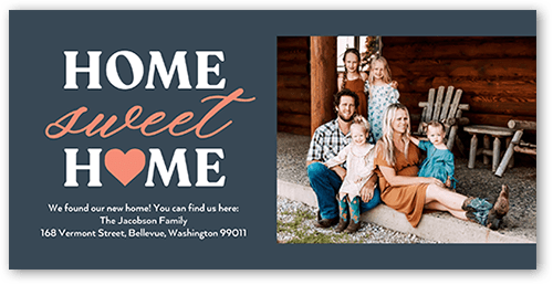 Heartfelt Home Moving Announcement, Blue, 4x8 Flat, Standard Smooth Cardstock, Square, Blue