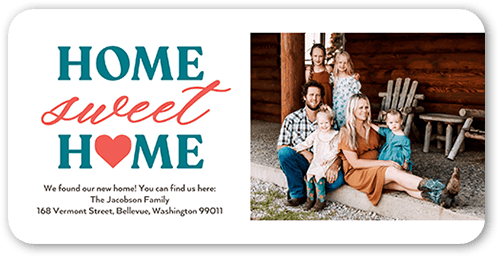 Heartfelt Home Moving Announcement, White, 4x8 Flat, Signature Smooth Cardstock, Rounded, White