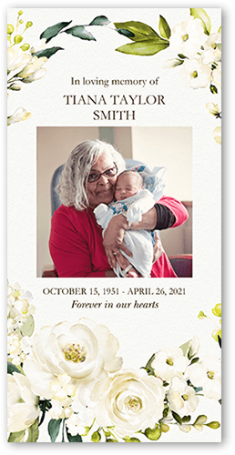 Gentle Blooms Sympathy Card, White, 4x8 Flat, 100% Recycled Cardstock , Square