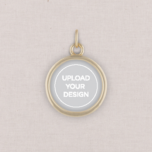 Gold Upload Your Own Design Photo Charm, Circle Ornament, White