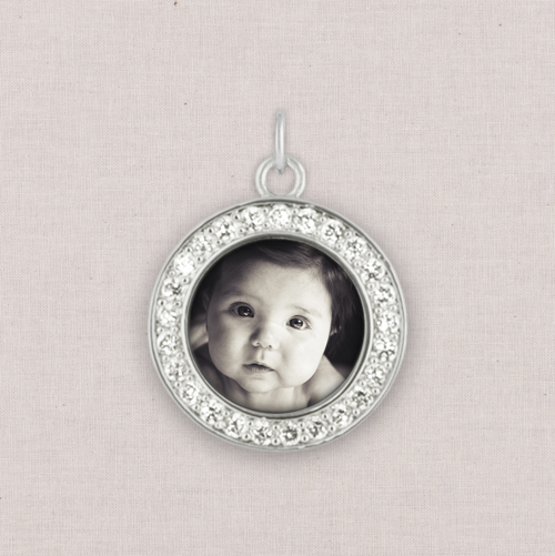 Silver Photo Charm, Crystal Halo, White