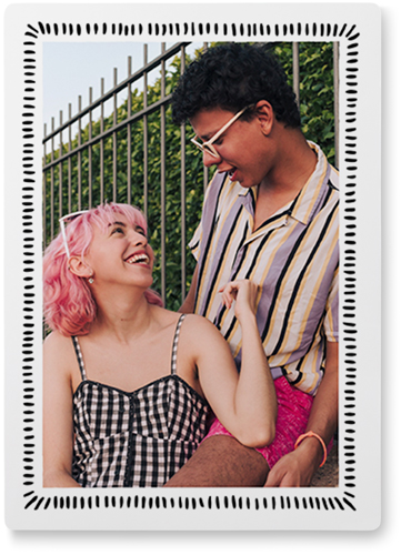 Dashing Border Photo Tile, Metal, 5x7, Black, black