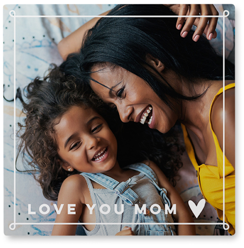 Hand-drawn Whimsy Border Photo Tile, Metal, 8x8, White, white