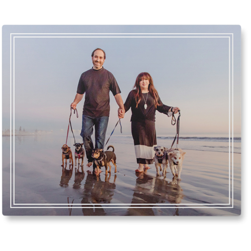 Double Border Photo Tile, Metal, 8x10, White, white