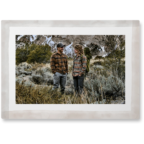 Washed Border Photo Tile, Metal, 10x14, Gray, gray