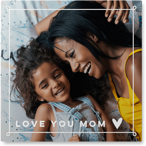 Hand-drawn Whimsy Border Photo Tile, Metal, 16x16, White, white