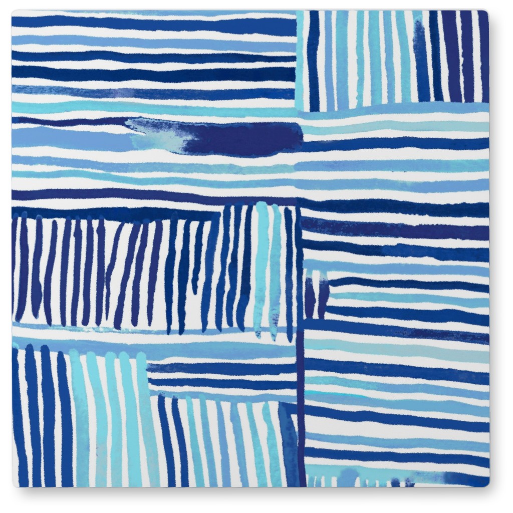 Linear Meditation Photo Tile, Metal, 8x8, Blue, Boardwalk