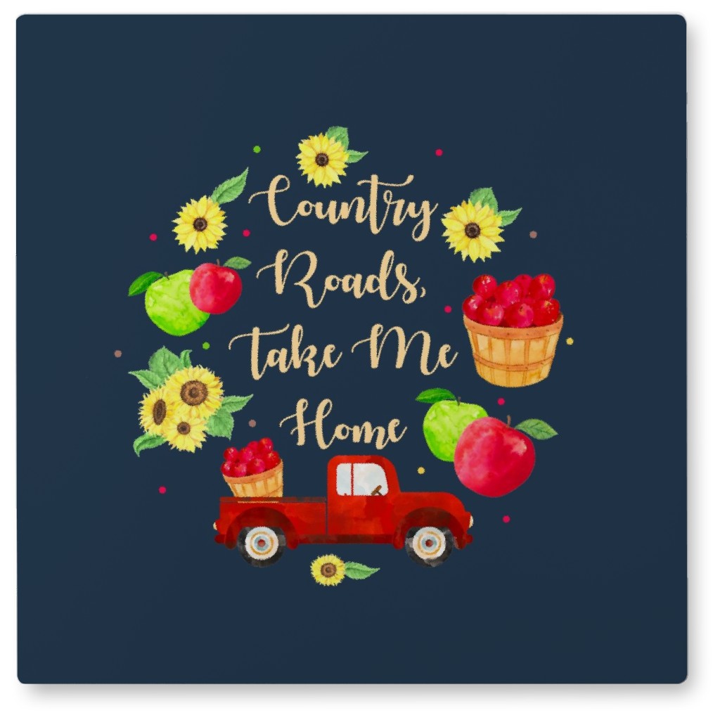 Country Roads Take Me Home - Multi Photo Tile, Metal, 8x8, Multicolor