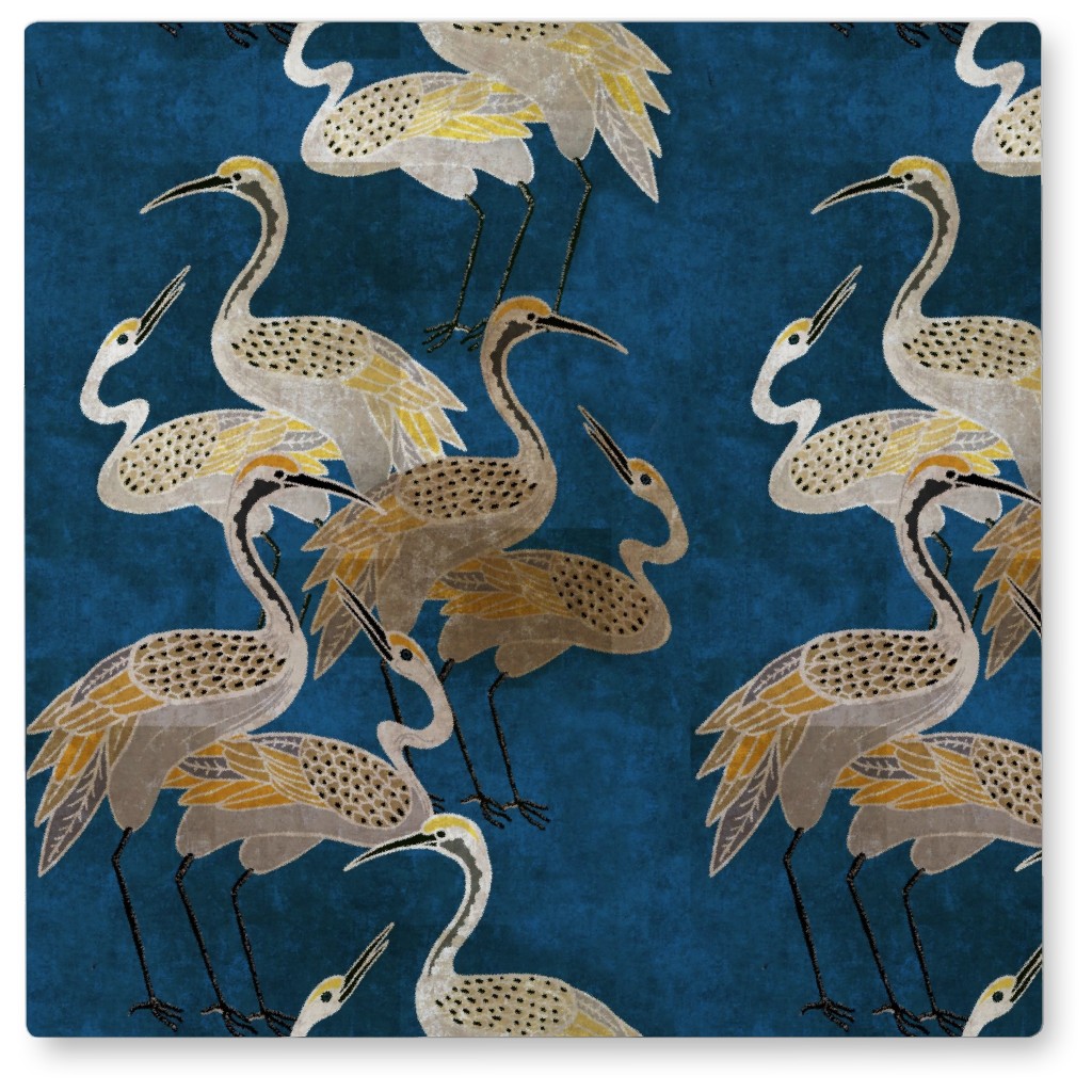 Deco Cranes - Sapphire Photo Tile, Metal, 8x8, Blue, True Blue