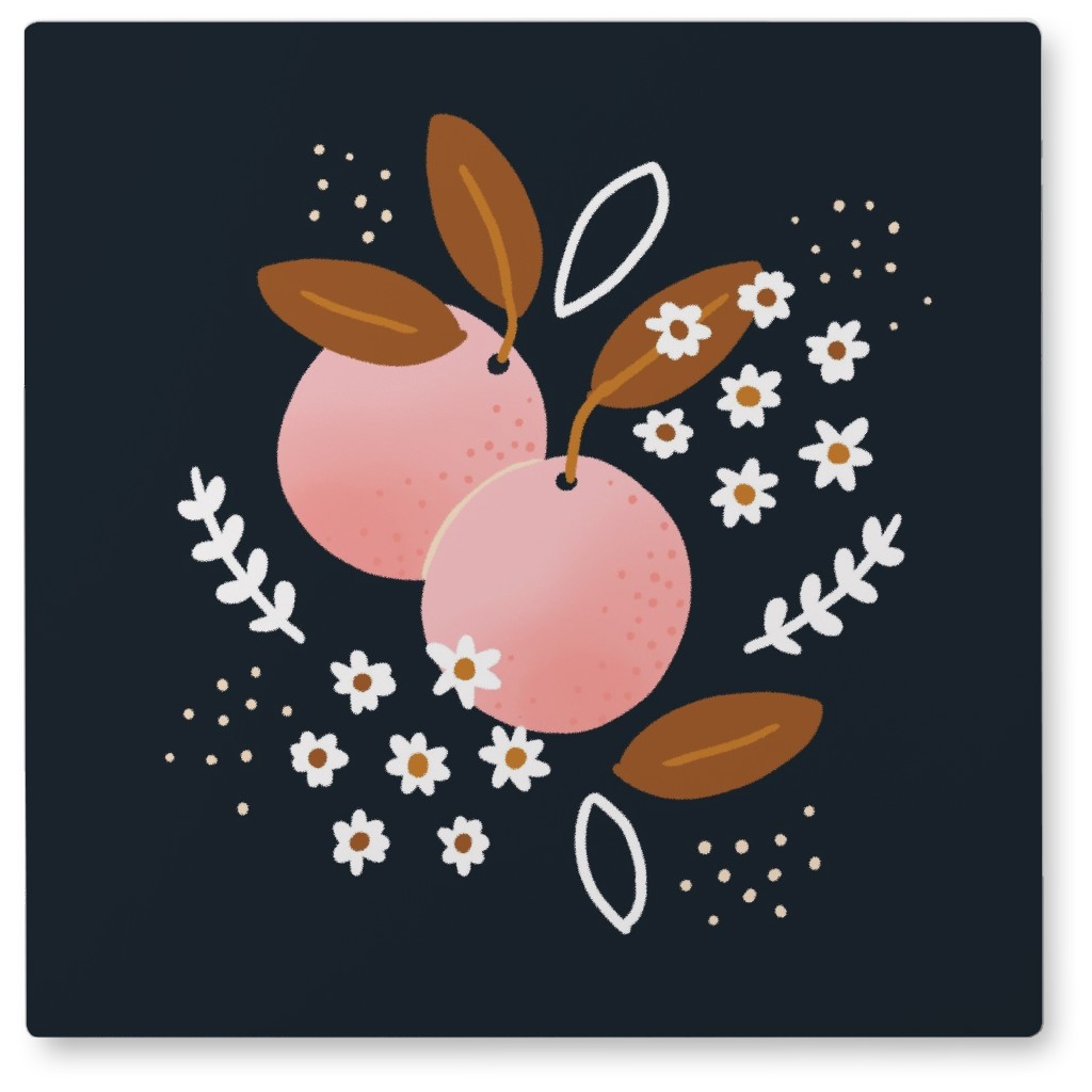 Orange Blush - Black Photo Tile, Metal, 8x8, Black, Black