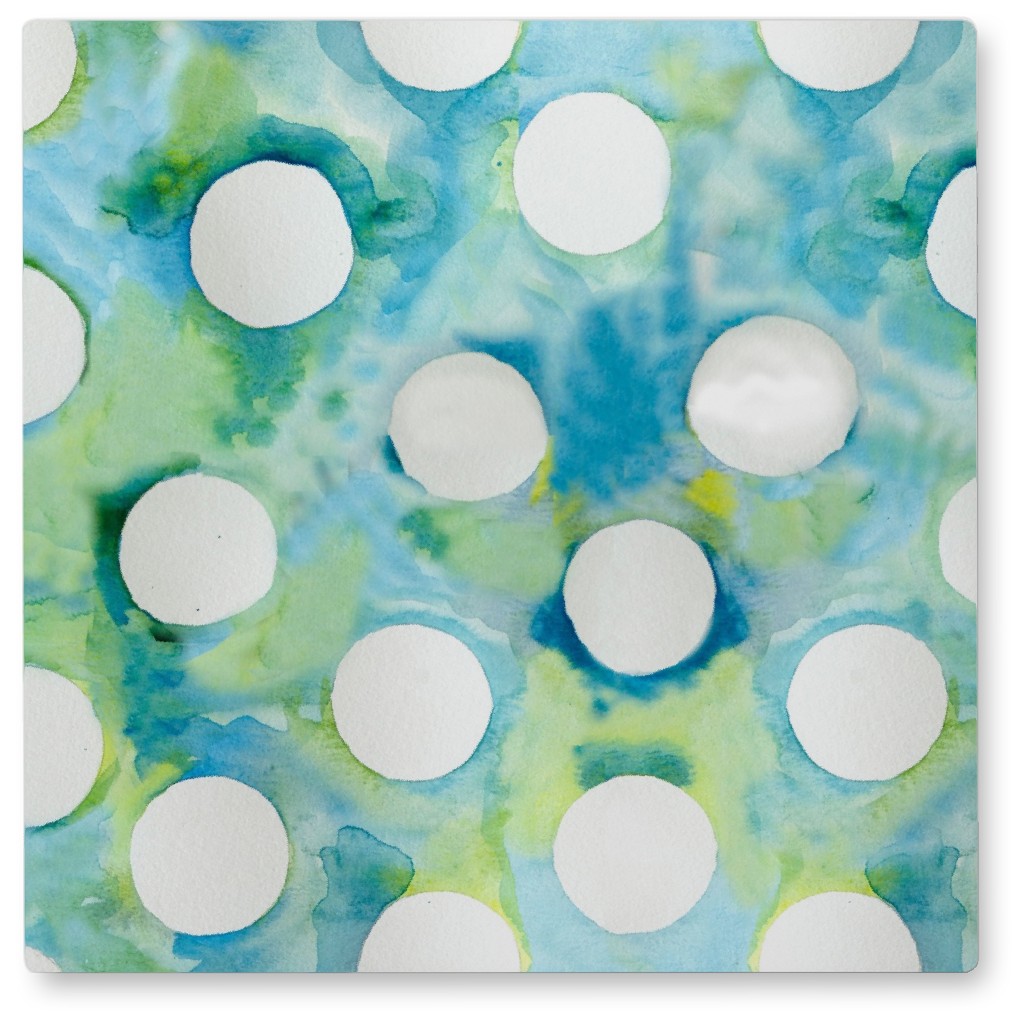 Blobs - Green and Blue Photo Tile, Metal, 8x8, Green