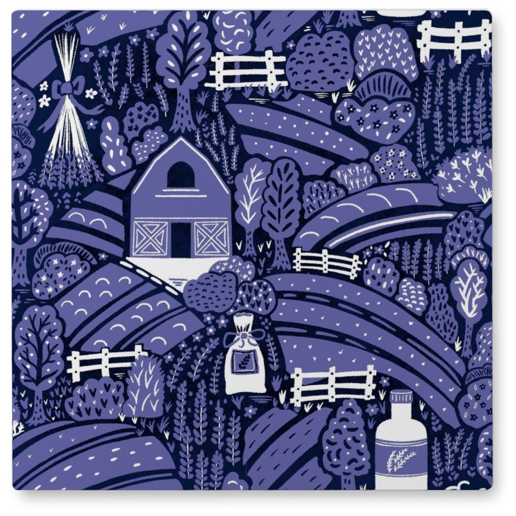 Lavender Farm Photo Tile, Metal, 8x8, Purple