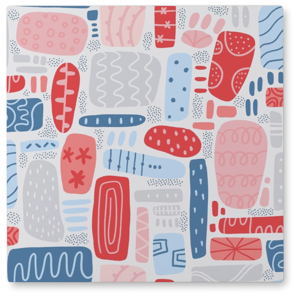 Stacked Abstract - Multi Photo Tile, Metal, 8x8, Multicolor