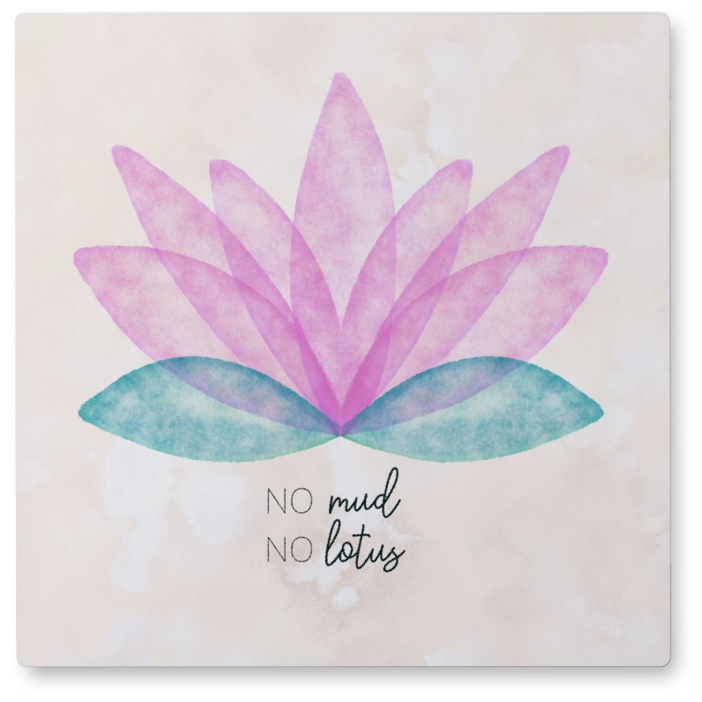 No Mud, No Lotus - Pink Photo Tile, Metal, 8x8, Pink