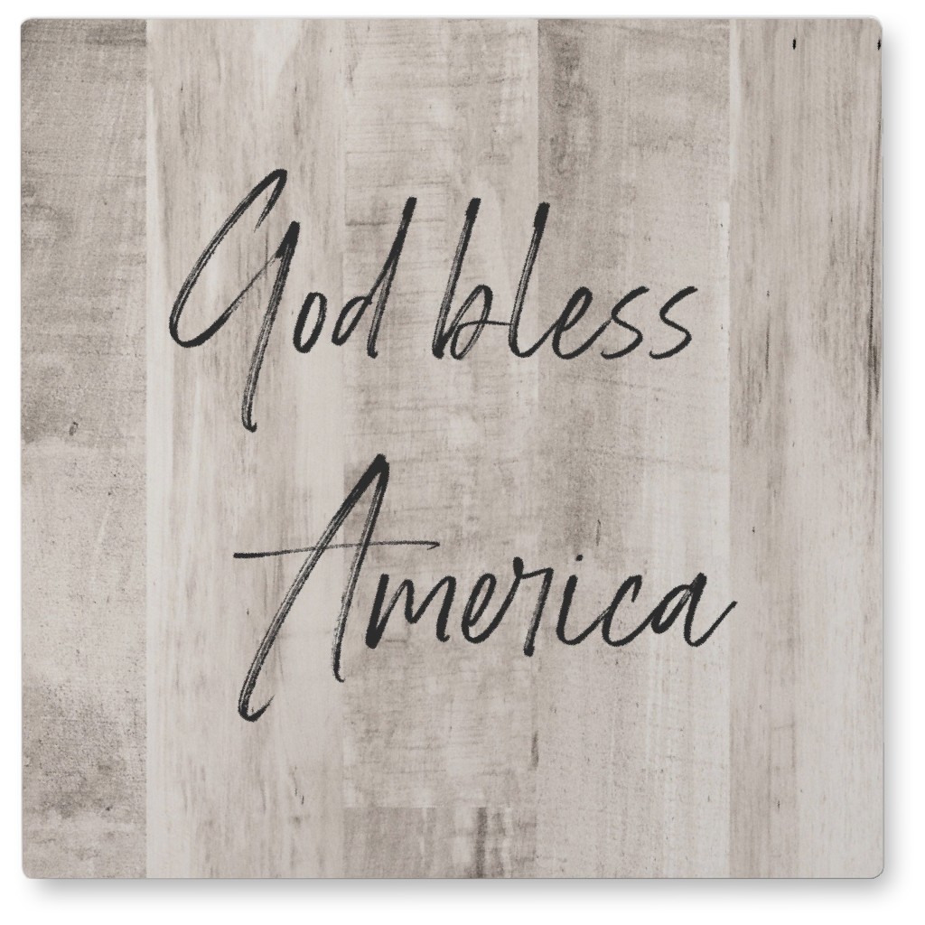 God Bless America Wood Tile Photo Tile, Metal, 8x8, Brown, Wheat