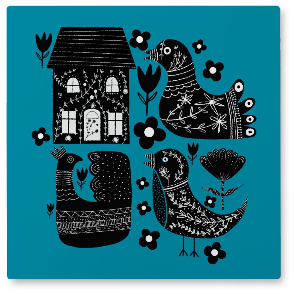 Max Folk Photo Tile, Metal, 8x8, Blue