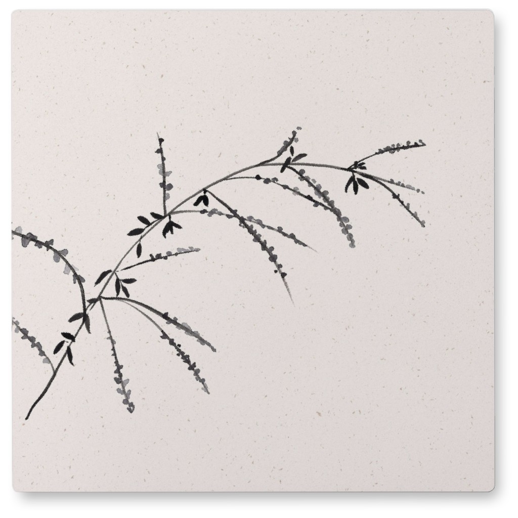 Minimalist Branch - Black Photo Tile, Metal, 8x8, Black