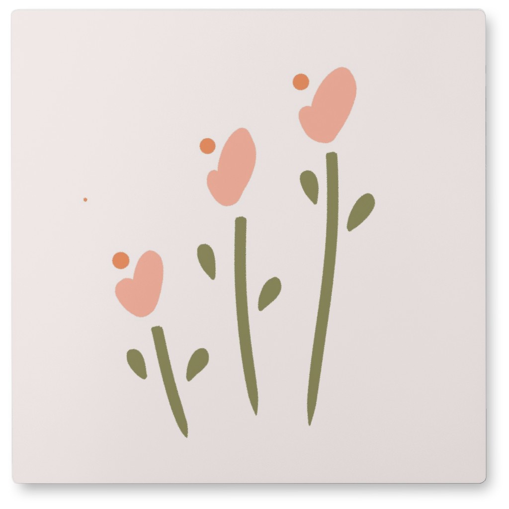 Tulip Wildflowers - Pink Photo Tile, Metal, 8x8, Pink