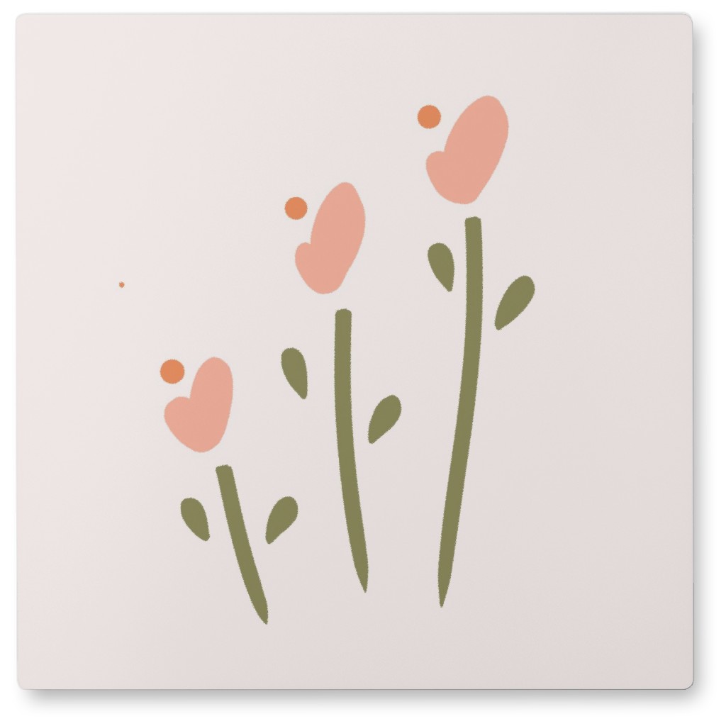 Tulip Wildflowers - Pink Photo Tile, Metal, 8x8, Pink, Bright Pink